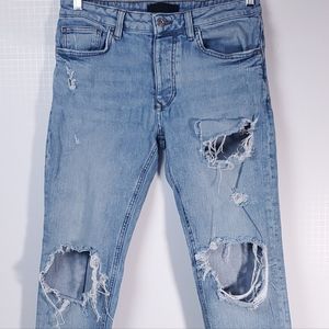 Forever 21 Men Destroyed Straight Leg Denim Jeans Y2k